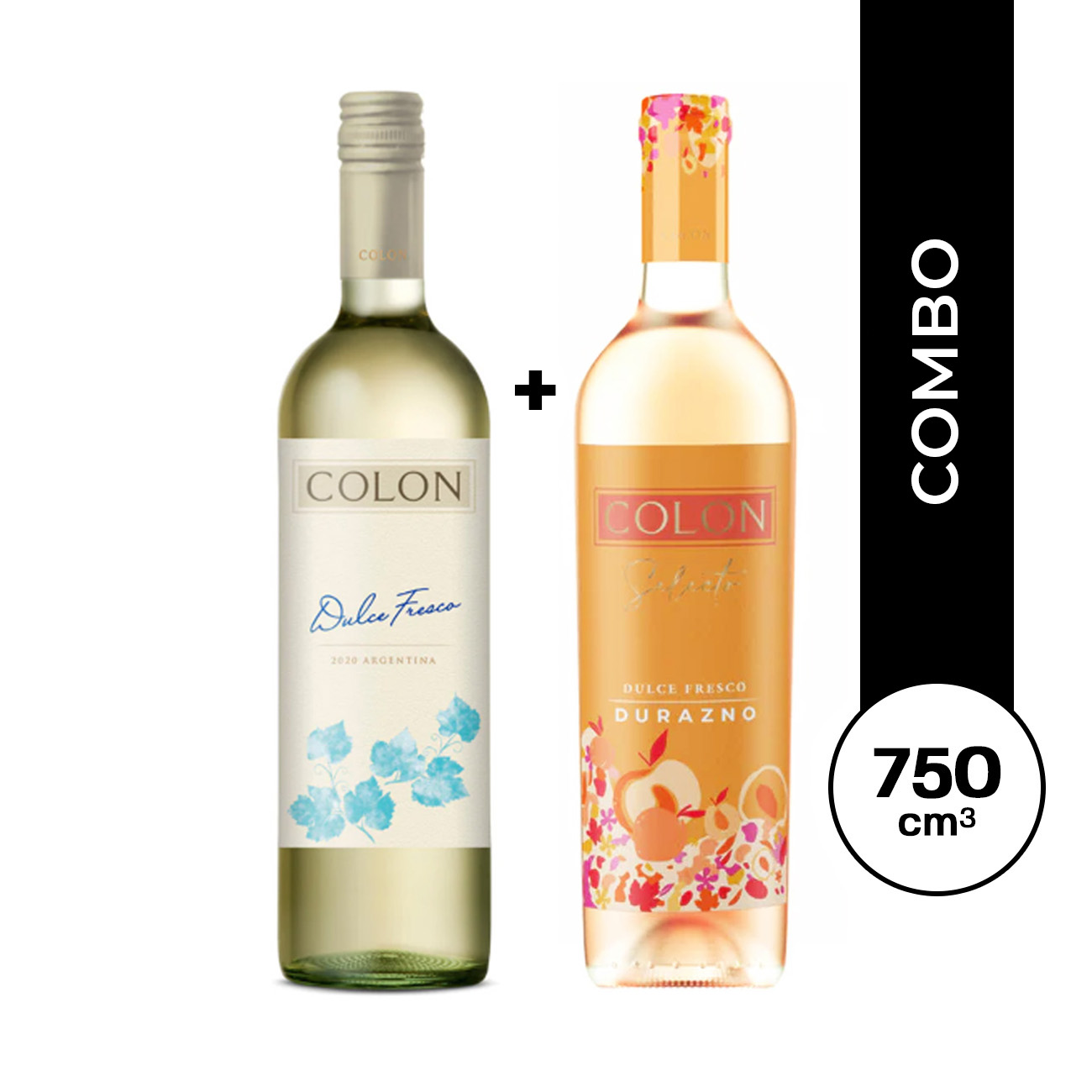 1 Colón Selecto D. F. Durazno 750 ml. + 1 Colón TINTO DULCE 750  ml. no hay blanco