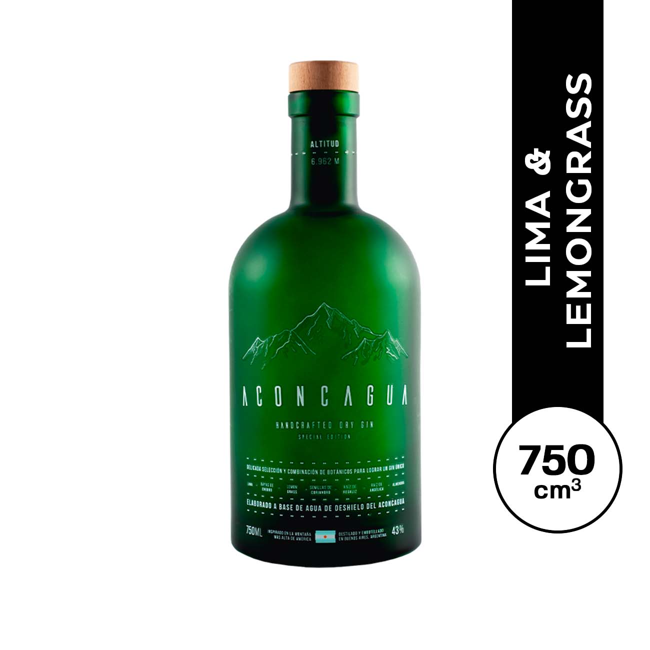 Gin Aconcagua especial edition Verde Lima y Lemongrass 750 ml.