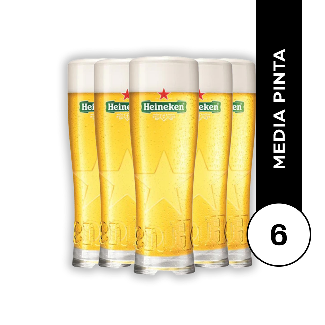 Vaso Heineken 1/2 Pinta - Pack x 6 unidades