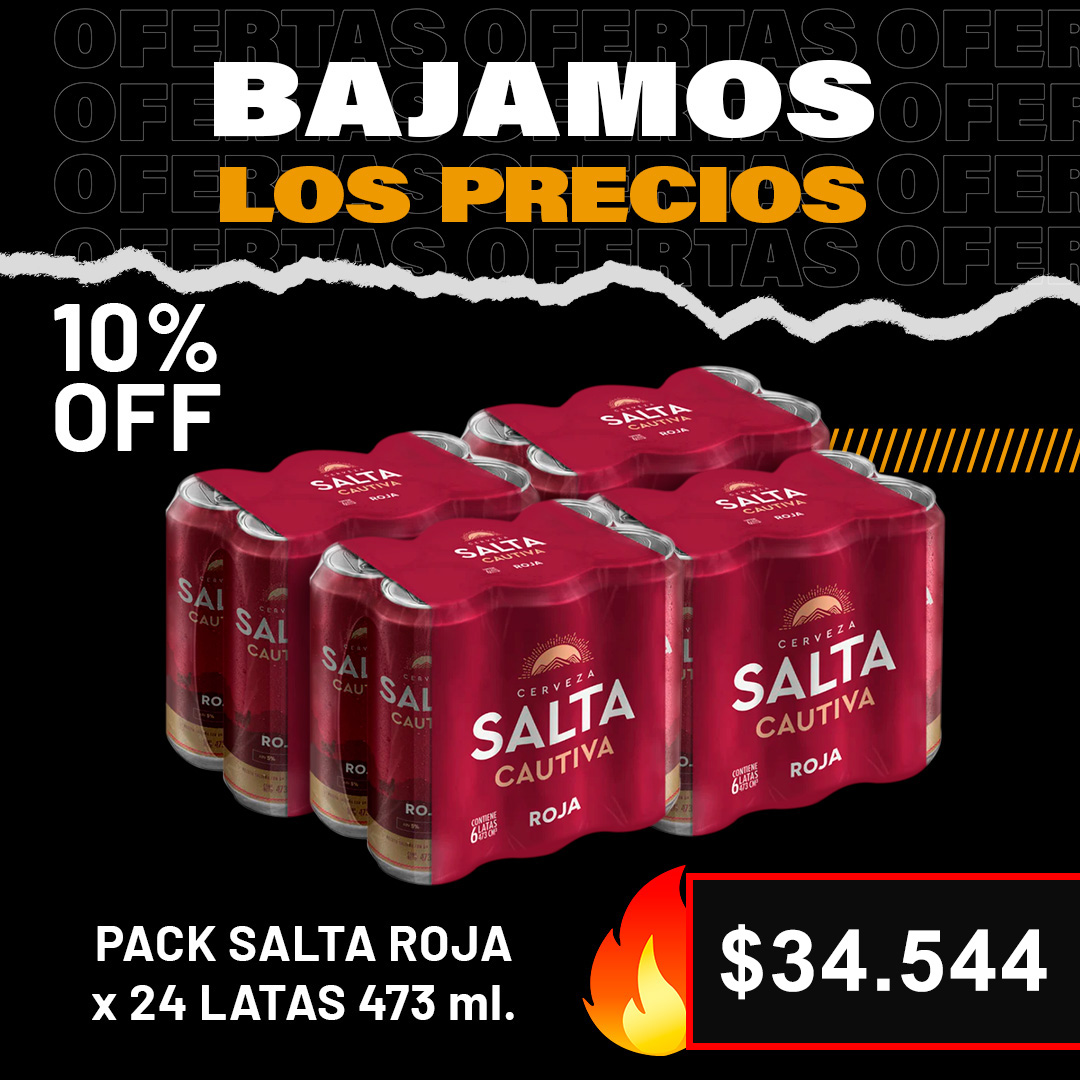 Promo exclusiva - 24 latas Salta roja 473 cc. - Sólo para retiro por el local