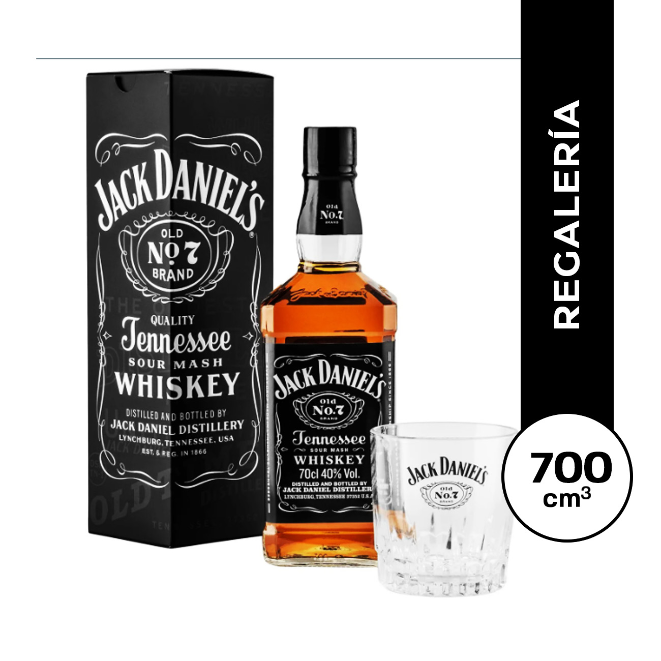 Jack Daniels Nro.7 700ml. + vaso