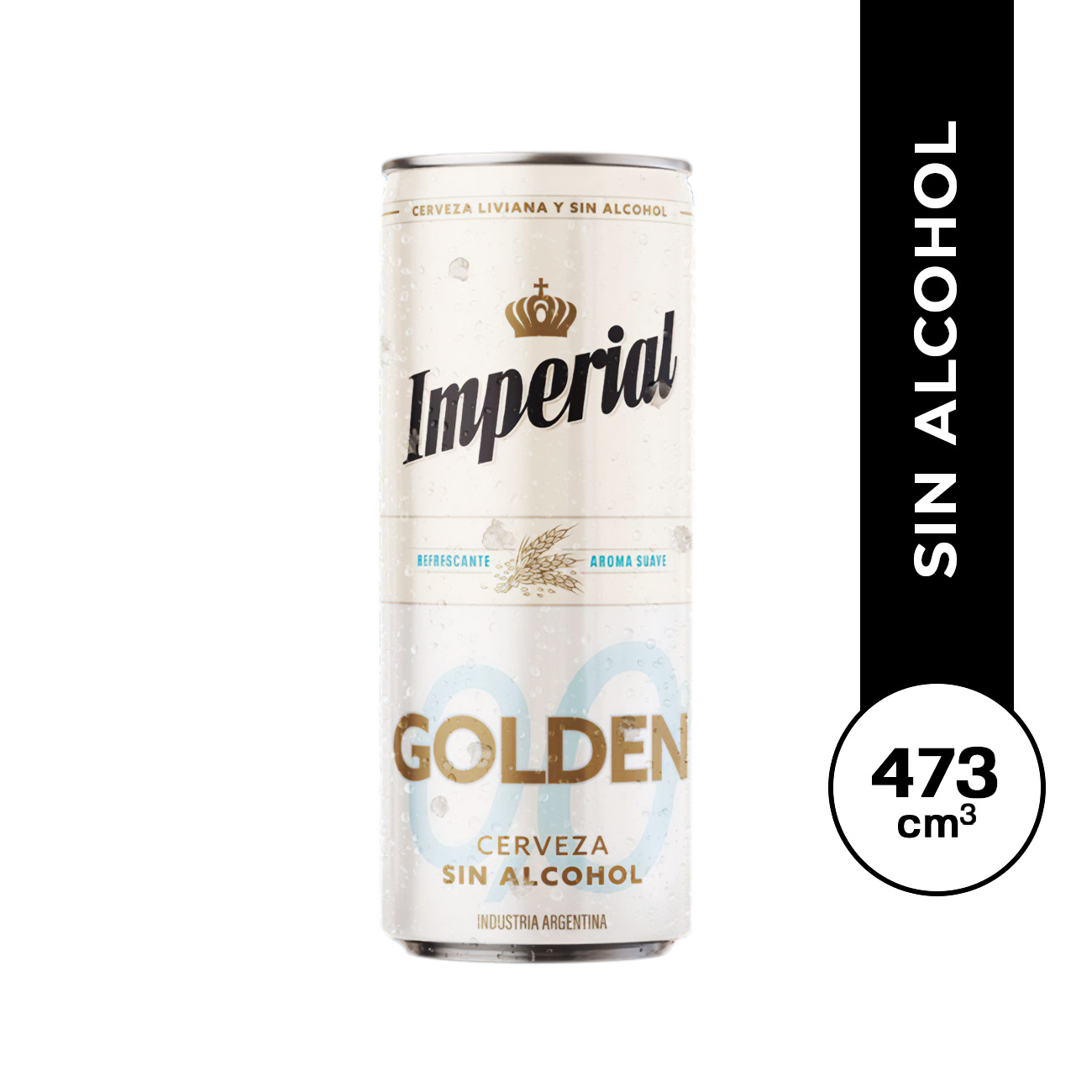 Imperial Golden sin alcohol lata 473 ml.