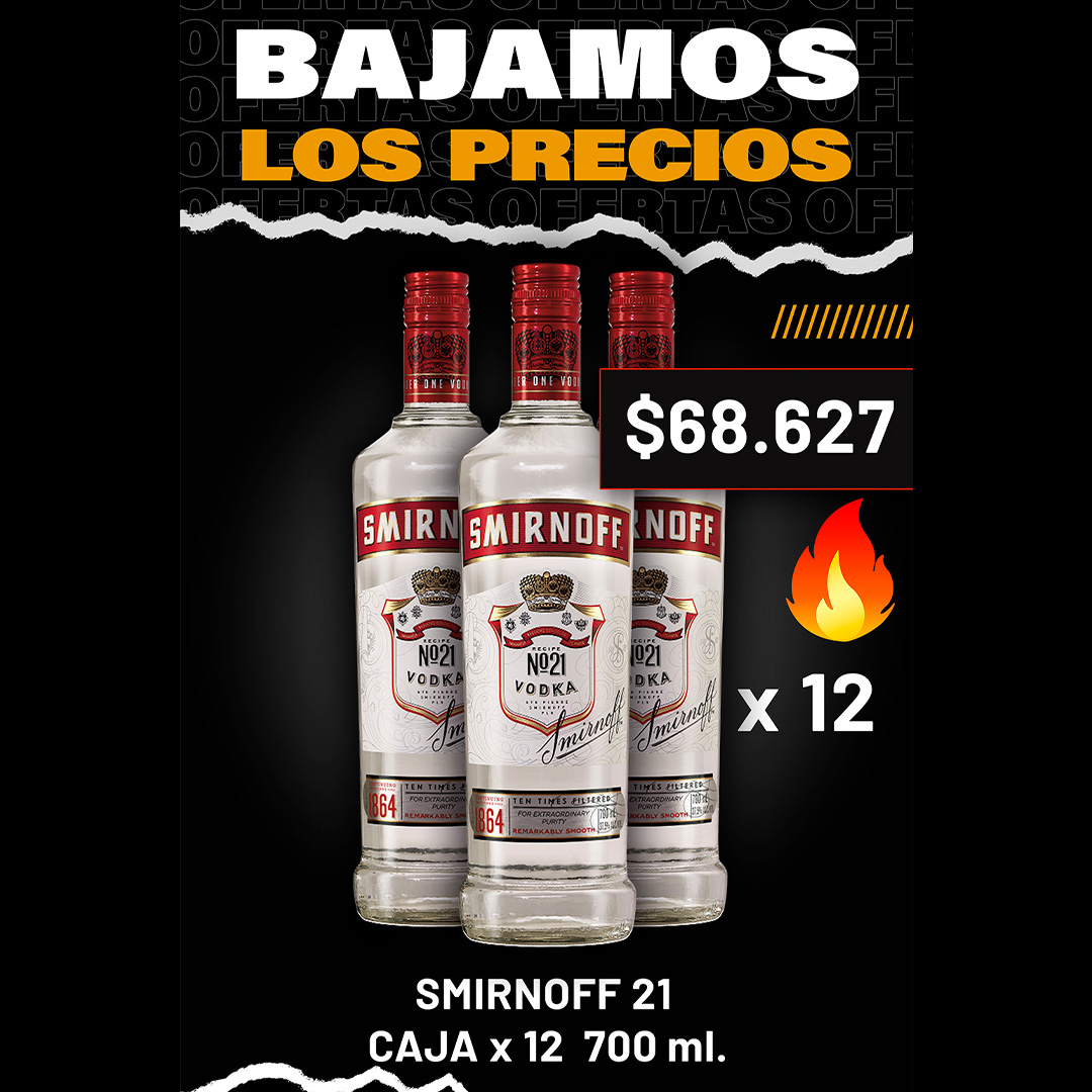 Caja Smirnoff 21 x 12 botellas 700 ml.