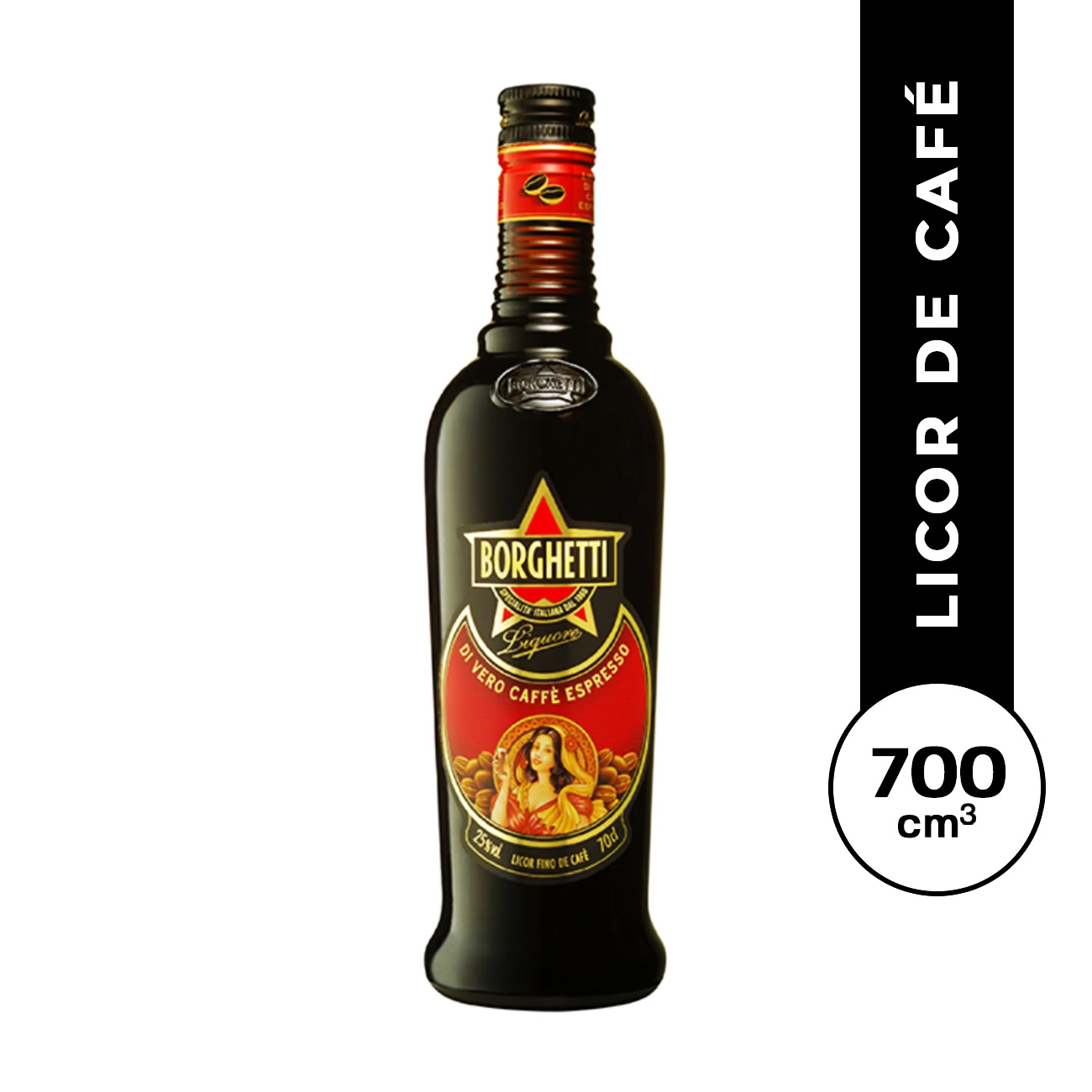 Licor Borghetti café espresso 700 ml.