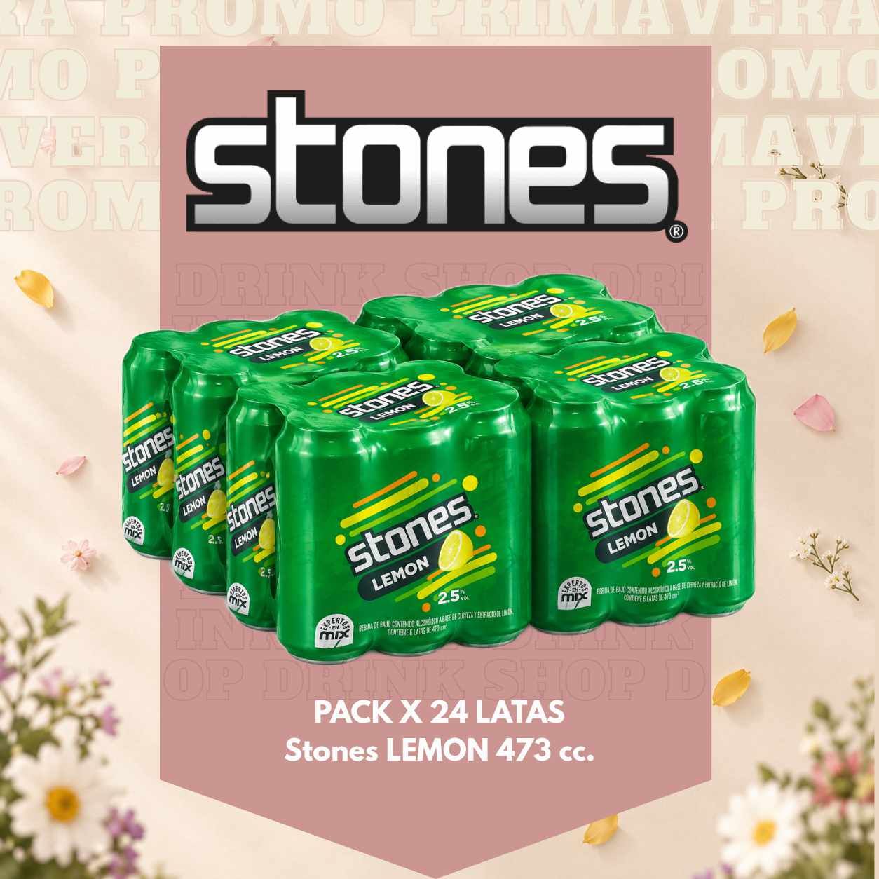 Promo exclusiva - 24 latas Stones Lemon 473 cc. - Sólo para retiro por el local