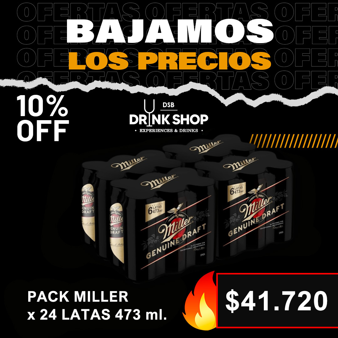 Promo exclusiva - 24 latas Miller 473 cc. - Sólo para retiro por el local