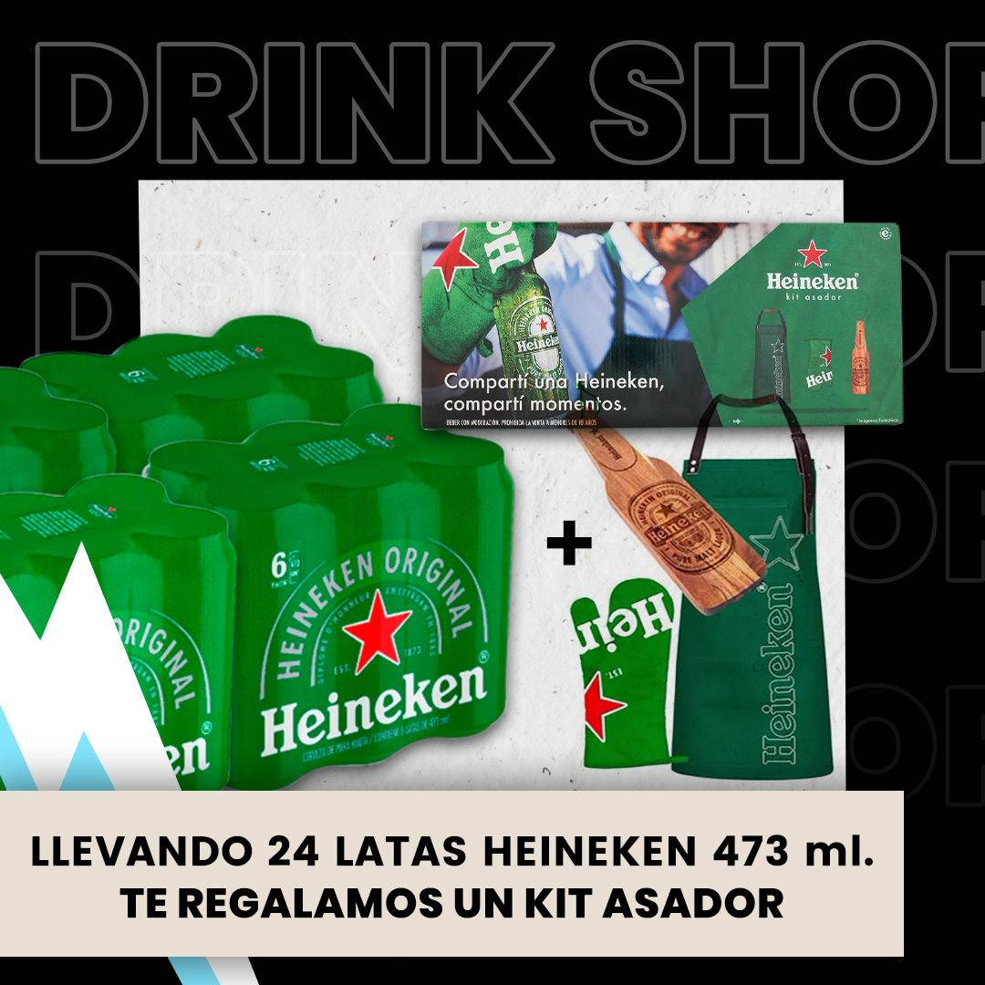 24 latas Heineken 473 cc. + Kit asador de regalo!